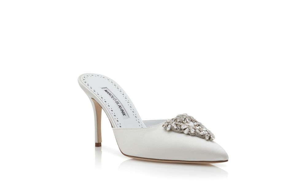 HANGISI 70 | Pale Blush Satin Jewel Buckle Pumps | Manolo Blahnik HANGISI 70 | Pale Blush Satin Jewel Buckle Pumps | Manolo Blahnik