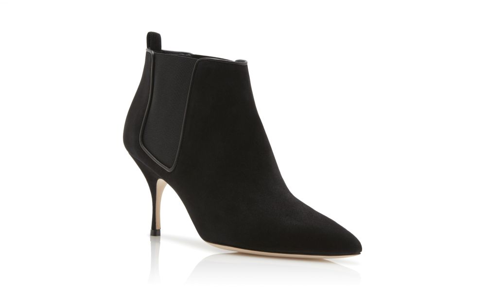 LURUM | Black Satin Crystal Embellished Mules | Manolo Blahnik