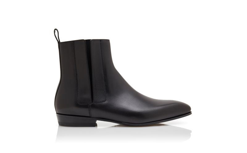 Side view of Bruton, Black Calf Leather Ankle Boots - £975.00