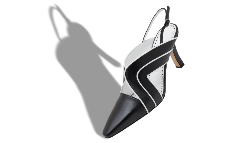 Iollas, Black and White Nappa Leather Slingback Pumps - €965.00