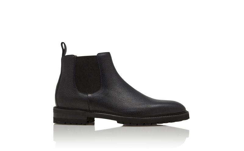Side view of Brompton, Black Calf Leather Ankle Boots - US$975.00