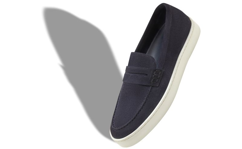 Ellis, Navy Blue Suede Slip-On Loafers - US$815.00