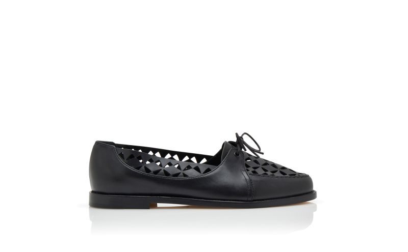 Side view of Delirium, Black Calf Leather Cut Out Loafers  - AU$1,735.00