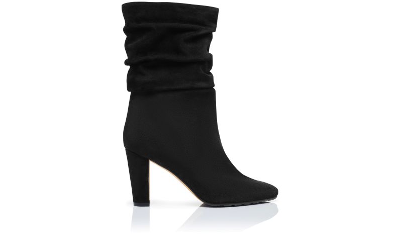 Side view of Calasso, Black Suede Mid Calf Boots - €995.00