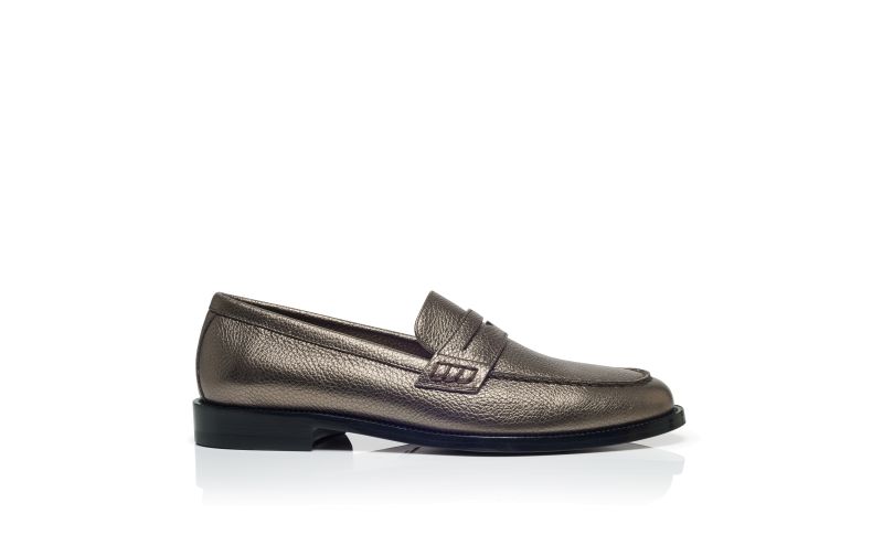 Side view of Perry, Graphite Calf Leather Penny Loafers - US$498.00