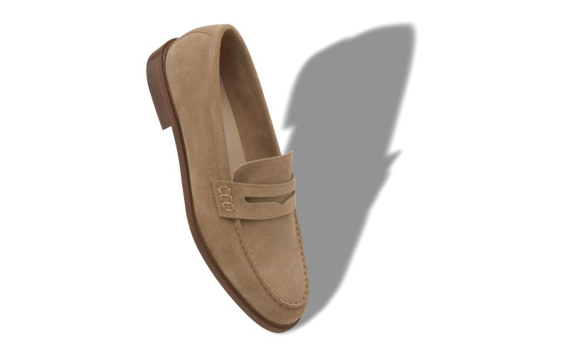 Perry, Beige Suede Penny Loafers - US$895.00 
