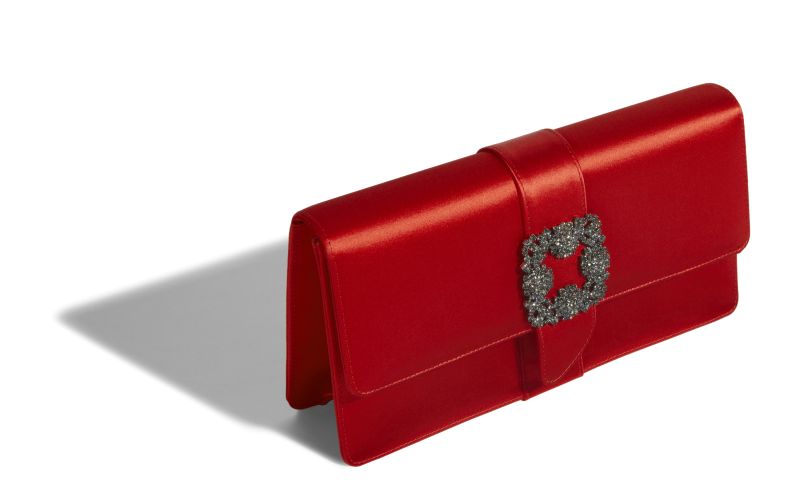 Capri, Red Satin Jewel Buckle Clutch - US$1,975.00