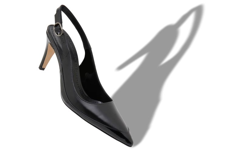 Telemaca, Black Nappa Leather Slingback Pumps - US$537.00 