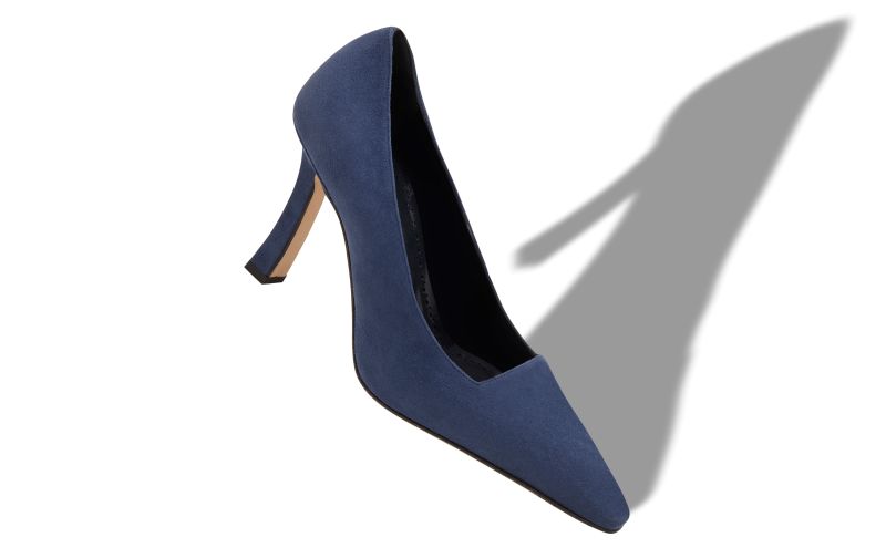 Moira, Navy Blue Suede Square Cut Pumps - €750.00 