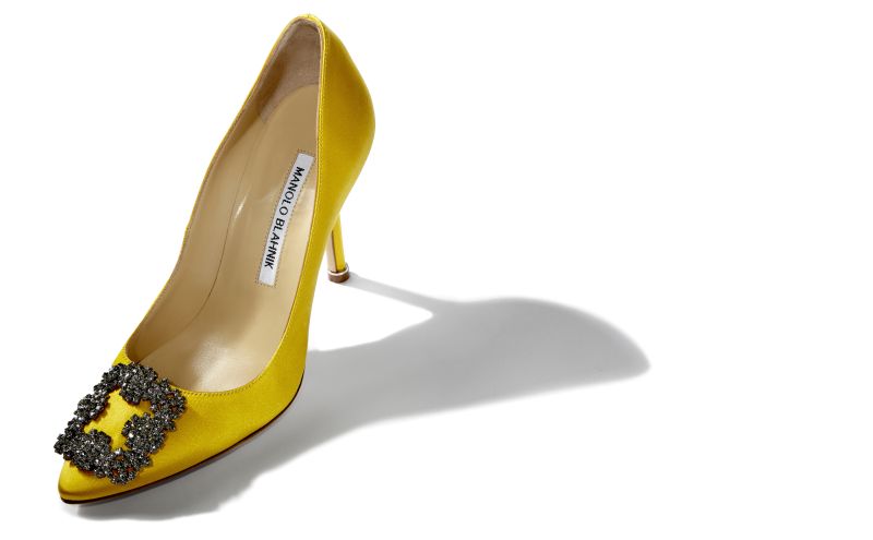 Hangisi, Yellow Satin Jewel Buckle Pumps - AU$2,055.00 