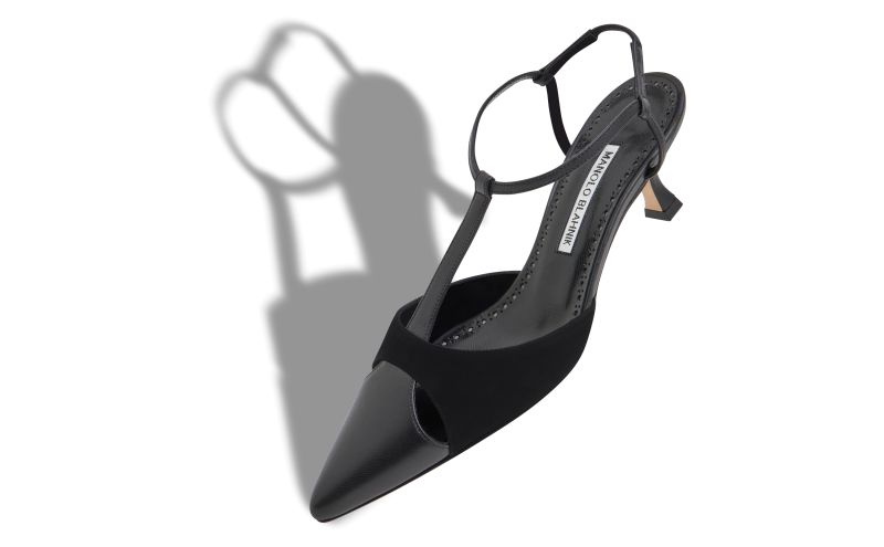 Turgimod, Black Nappa Leather T-Bar Pumps - US$945.00