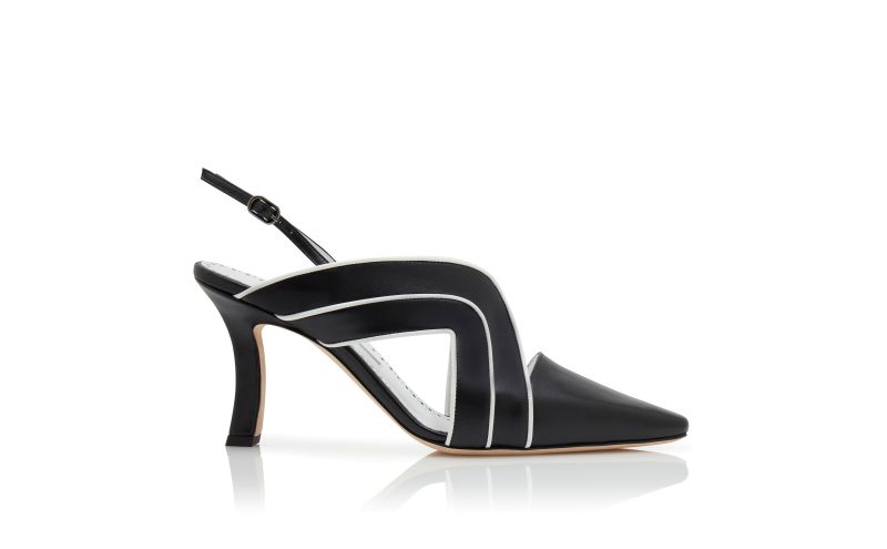 Side view of Iollas, Black and White Nappa Leather Slingback Pumps - €965.00