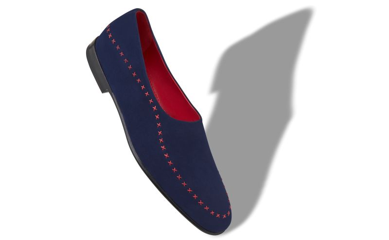 Sparto, Navy Blue and Red Suede Low Cut Slippers - US$423.00 