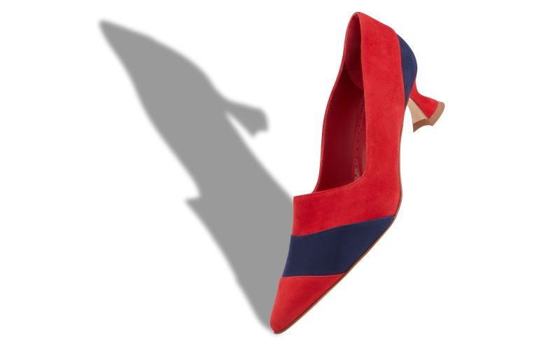 Yeli, Red and Blue Suede Pointed Toe Pumps - AU$693.00