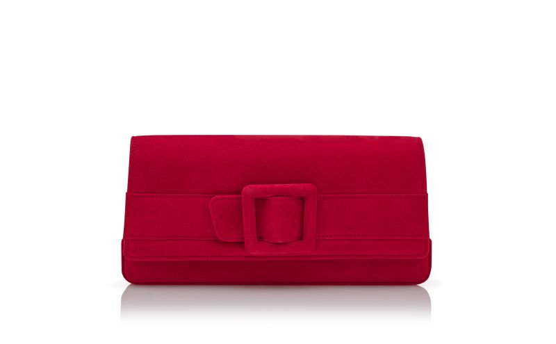 Side view of Maygot, Red Suede Buckle Clutch - CA$1,995.00
