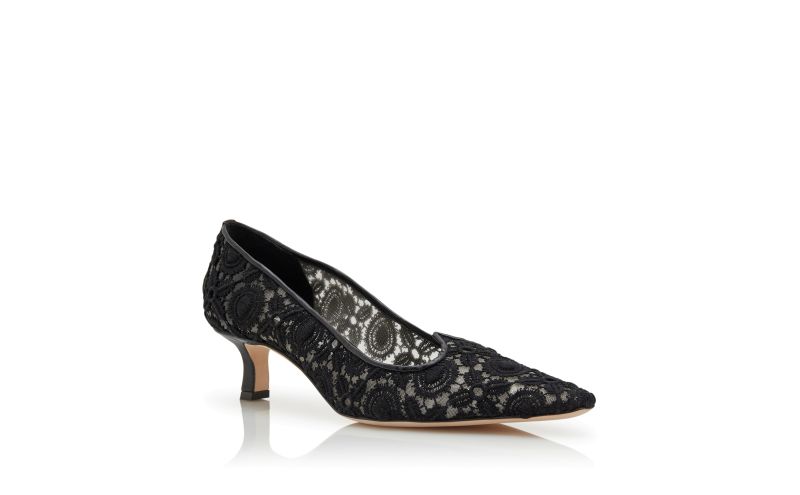 Euridi, Black Lace Pointed Toe Pumps - €950.00