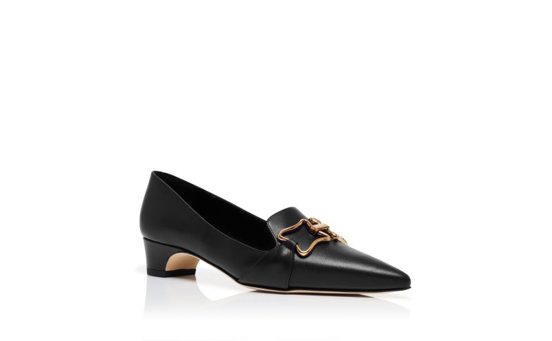Phobepla, Black Calf Leather Buckle Detail Pumps - US$585.00