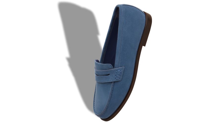 Perrita, Bright Blue Suede Penny Loafers - AU$1,185.00