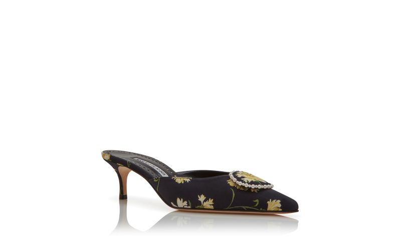Kifatmu, Black Satin Pearl Detail Mules - AU$1,083.00