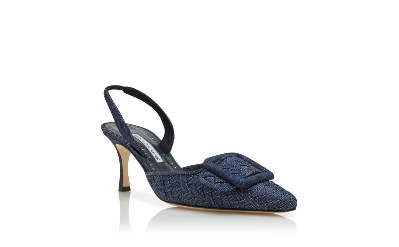 Maysli, Dark Blue Chambray Slingback Pumps - US$1,045.00