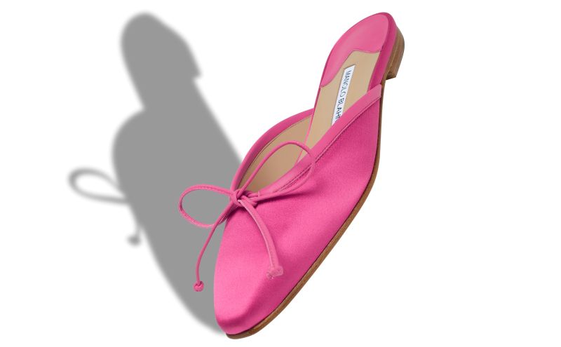 Ballerimu, Pink Satin Flat Mules - US$465.00