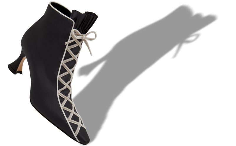 Nolhac, Black Silk Criss-Cross Detail Ankle Boots - €1,275.00 