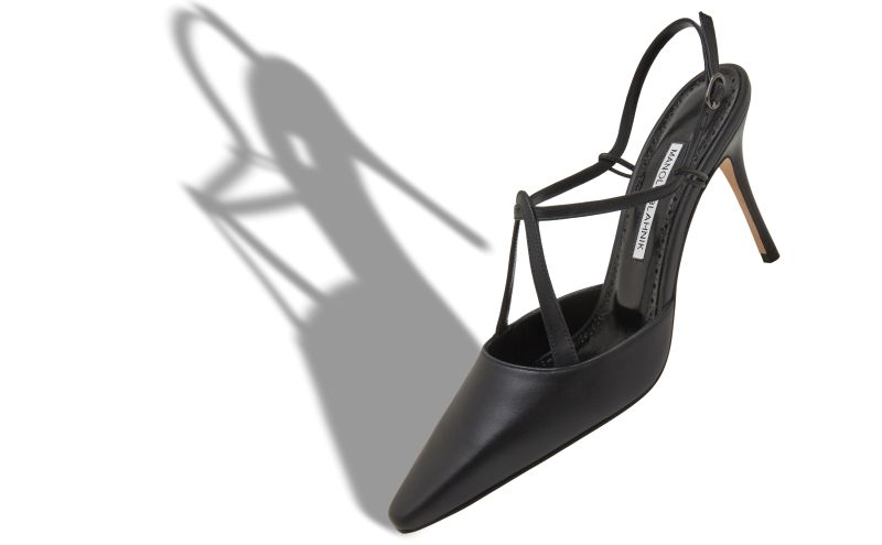 Minia, Black Nappa Leather T-Bar Pumps  - €935.00