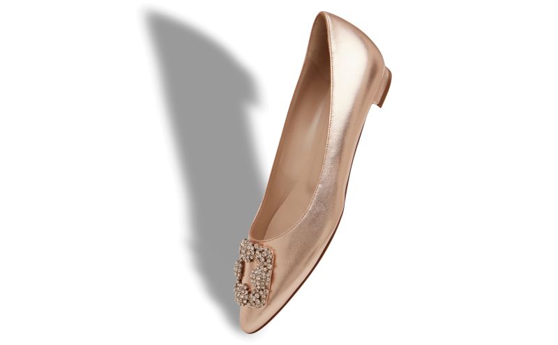 Hangisiflat, Copper Nappa Leather Jewel Buckle Flat Pumps - £925.00
