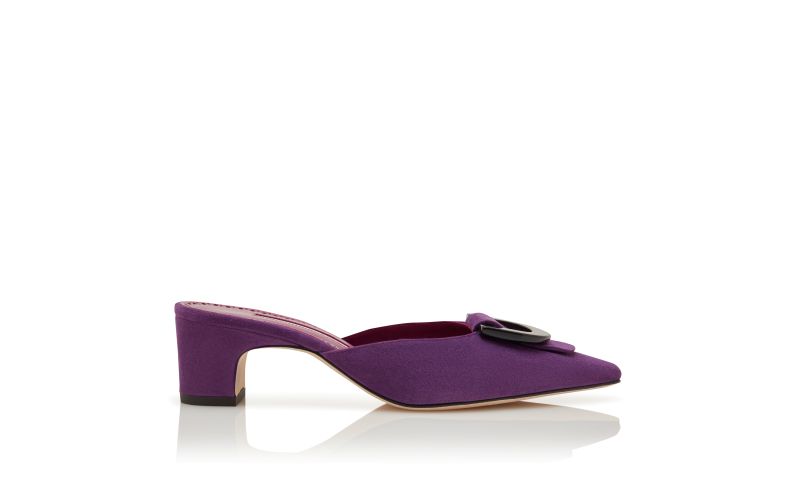 Side view of Betimu, Purple Suede Pointed Toe Mules  - AU$1,445.00