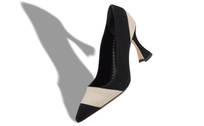 Chalabiya, Black and Beige Suede Pointed Toe Pumps - AU$693.00