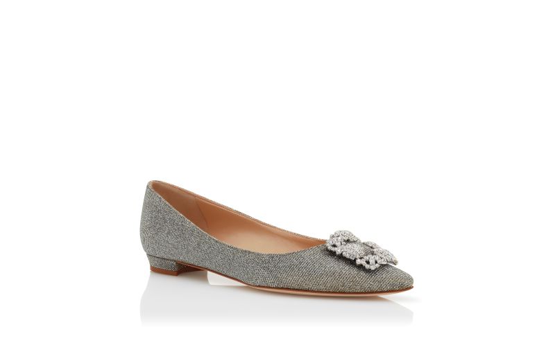 Hangisiflat glitter, Mixed Glitter Fabric Jewel Buckle Flat Pumps - US$1,095.00