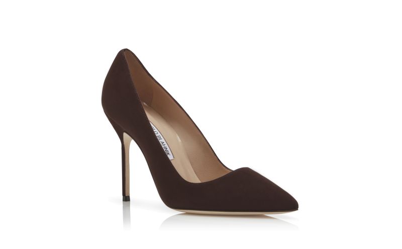 Bb, Chocolate Brown Suede Pointed Toe Pumps - CA$945.00