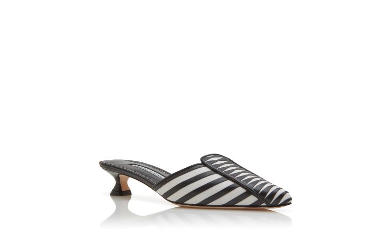 Diaba, White and Black Linen Striped Mules - £473.00
