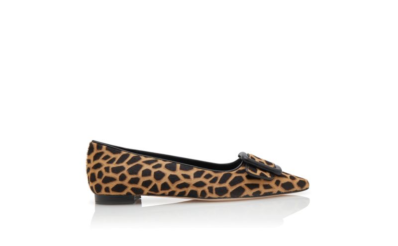 Side view of Maysalepumpflat, Brown and Black Calf Hair Animal Print Flats - £825.00