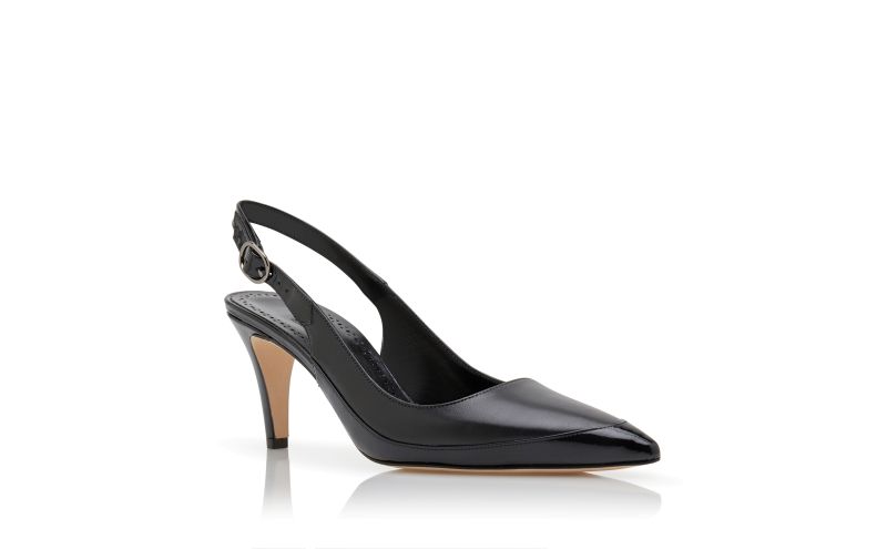 Telemaca, Black Nappa Leather Slingback Pumps - US$537.00