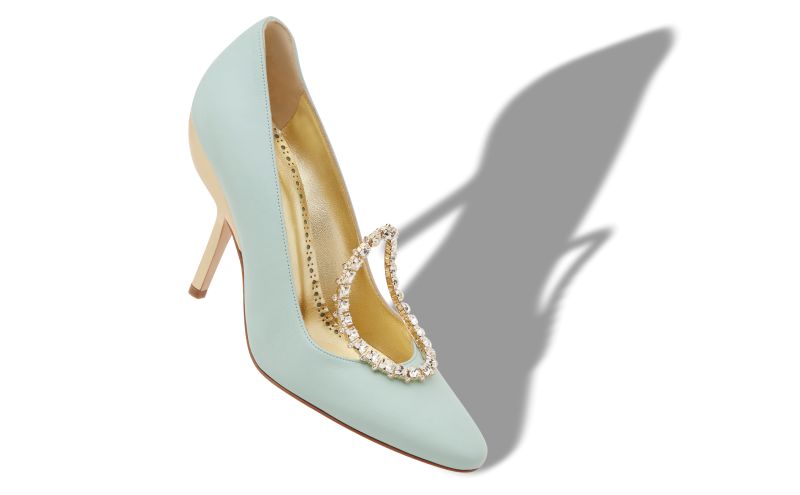 Nazma, Light Green and Gold Nappa Leather Pumps - £1,095.00 