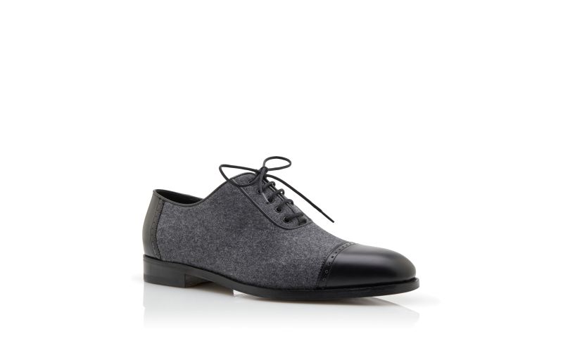 Manolo, Black and Dark Grey Wool Lace Up Shoes - AU$1,455.00