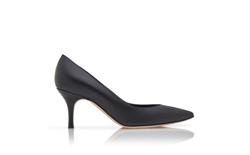 Side view of Kietta, Black Nappa Leather Pointed Toe Pumps - AU$1,235.00