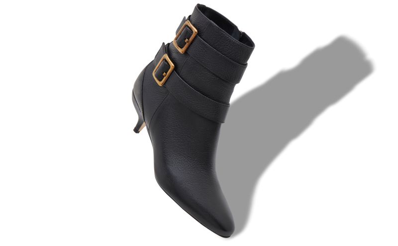 Alciona, Black Calf Leather Buckle Detail Ankle Boots - CA$1,655.00 