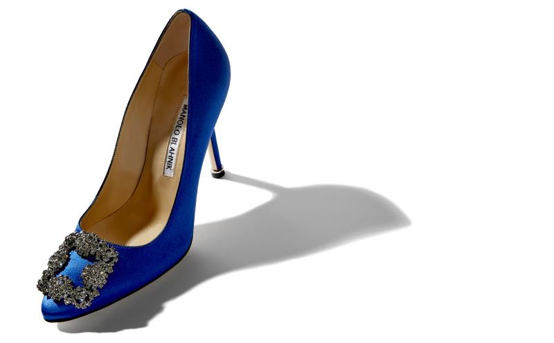 Hangisi, Blue Satin Jewel Buckle Pumps - £945.00 