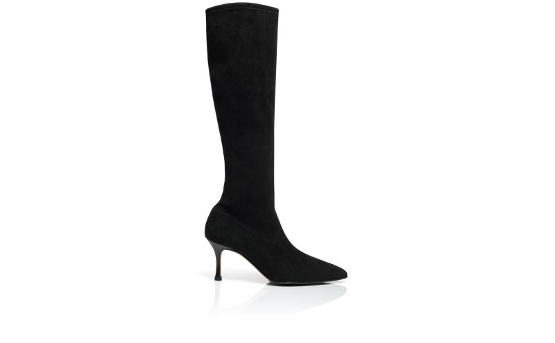 Side view of Pascalare, Black Suede Knee High Boots - £970.00