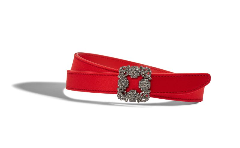 Hangisi belt mini, Red Satin Crystal Buckled Belt - AU$1,405.00