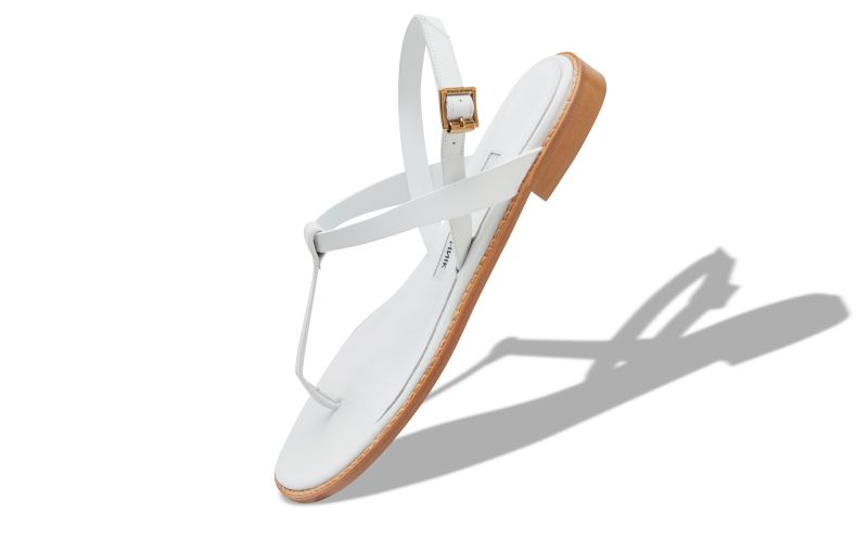 Hata, White Calf Leather Flat Sandals - US$835.00 