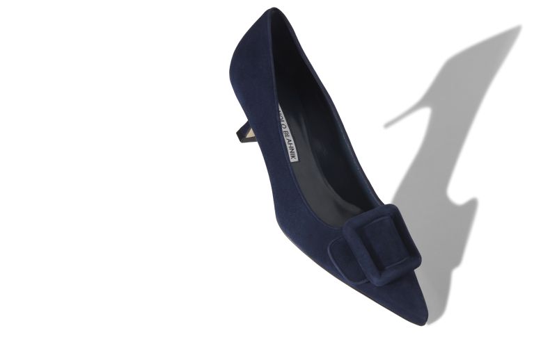 Maysalepump 50, Navy Blue Suede Buckle Detail Pumps - €745.00 