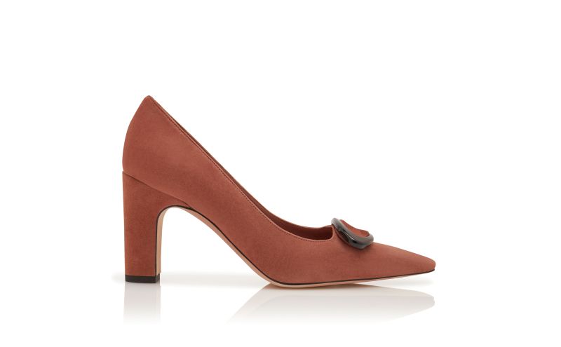 Side view of Fenixhi, Brown Suede Pointed Toe Pumps - €915.00