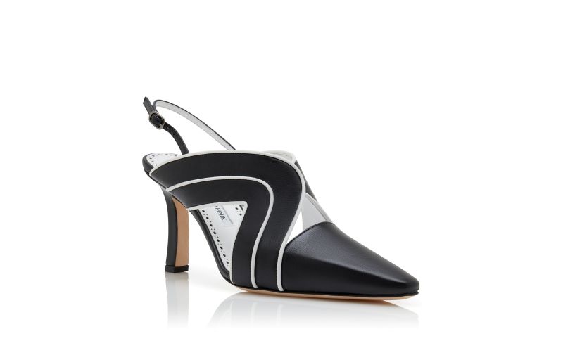 Iollas, Black and White Nappa Leather Slingback Pumps - €965.00