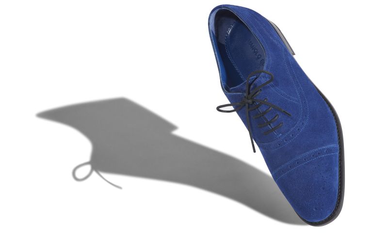 Witney, Bright Blue Suede Cap Toe Oxfords - CA$1,225.00