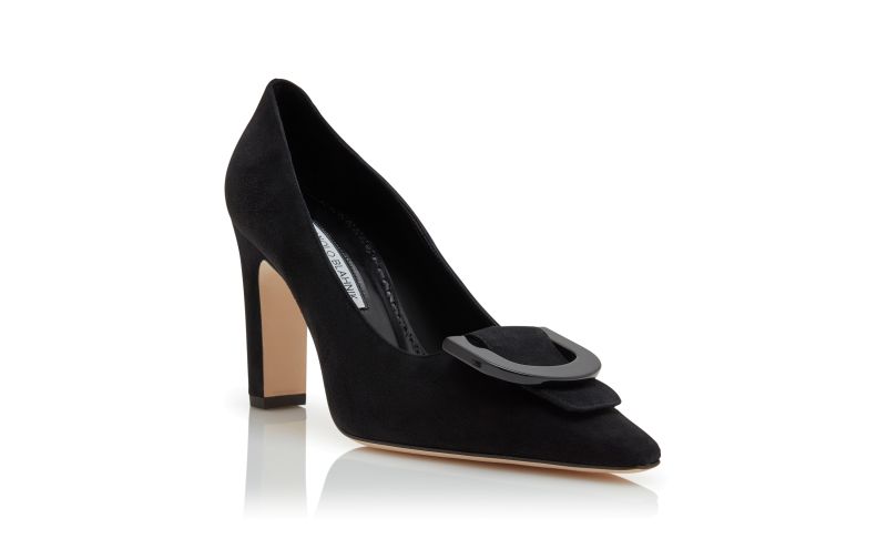 Beti, Black Suede Pointed Toe Pumps  - AU$1,535.00