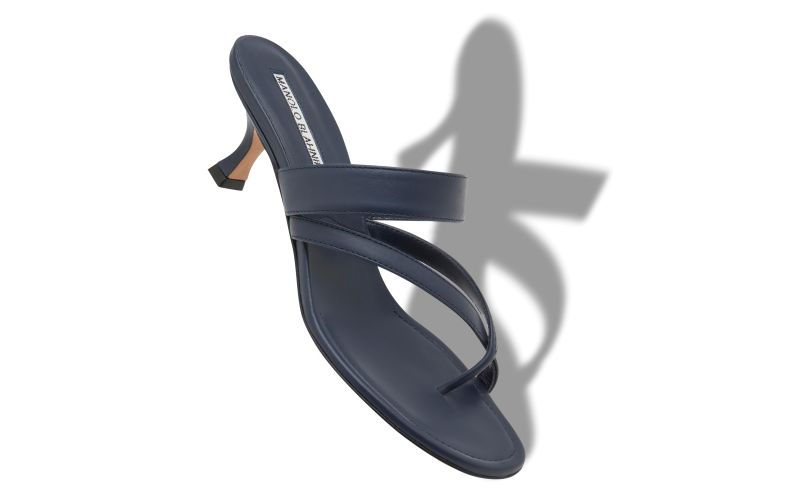 Susa, Navy Blue Calf Leather Mules - £675.00 