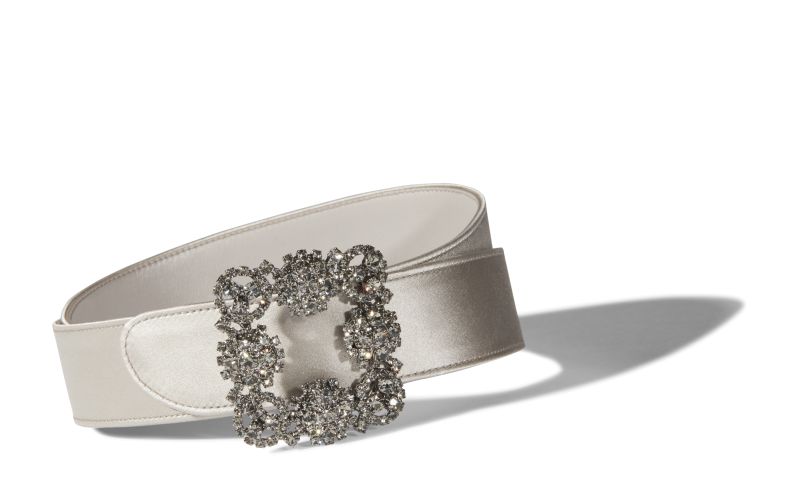 Hangisi belt, Grey Satin Crystal Buckled Belt - US$845.00 